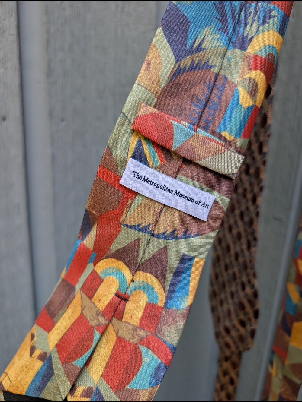 Multi-Color Patterned Men's Tie (Orange, Brown, Blue) - Picture 4 of 7